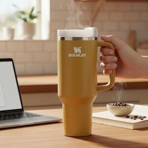 STANLEY Quencher Tumbler 40oz Stainless Steel Water Bottle Straw Khaki‎ Tan